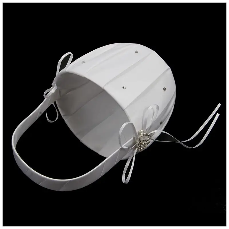 2 стразы в форме сердца цвета слоновой кости атласная Цветочная корзина для