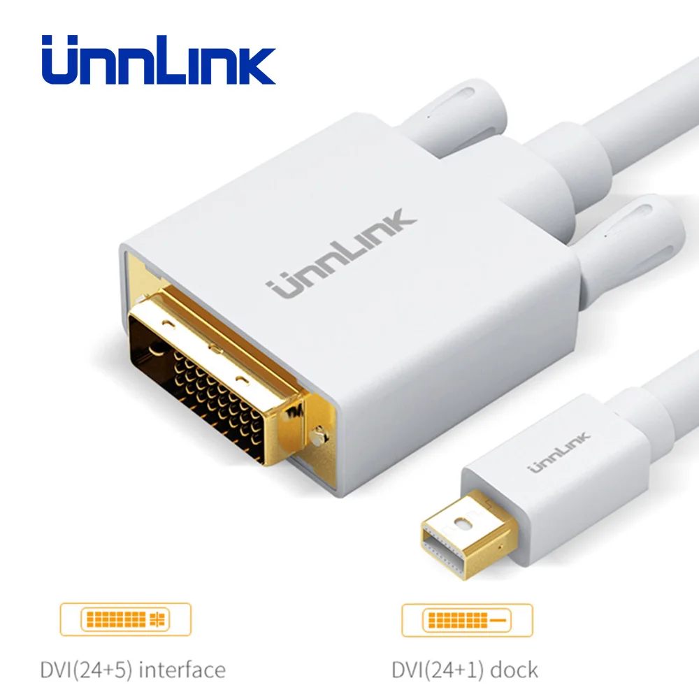 Unnlink 1 5 m Mini DisplayPort DP to DVI D 24 + кабель FHD 1080P @ 60Hz Thunderbolt2 для MacBook проектор ТВ