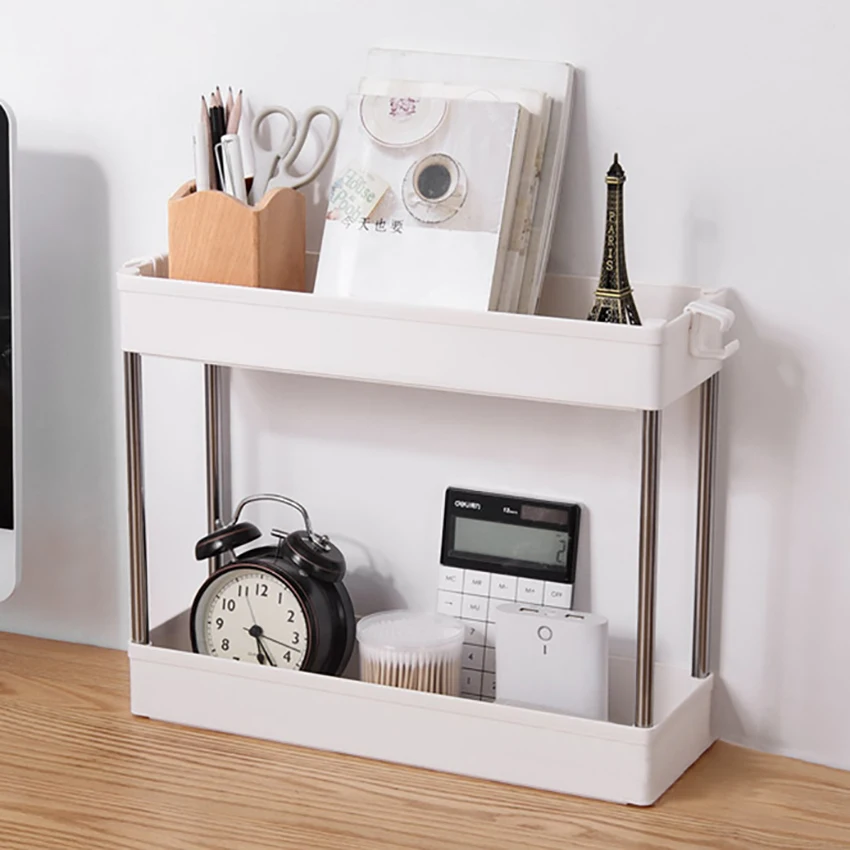 Двухуровневый кухонный стеллаж для хранения Стеллаж с колесами тонкая