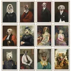 Винтажный художественный постер с собачьими животными, ретро ностальгия леди, картина маслом, напечатанное настенное изображение на холсте для гостиной, декор куадросов