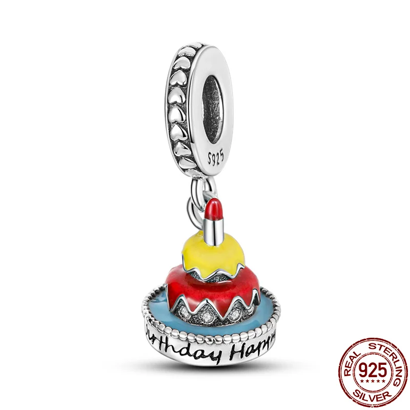 

HOT SALE 925 Sterling Silver Birthday Cake Pendant Charms ​Beads Fit Original Pandora Bracelet Pendant Necklace Jewelry