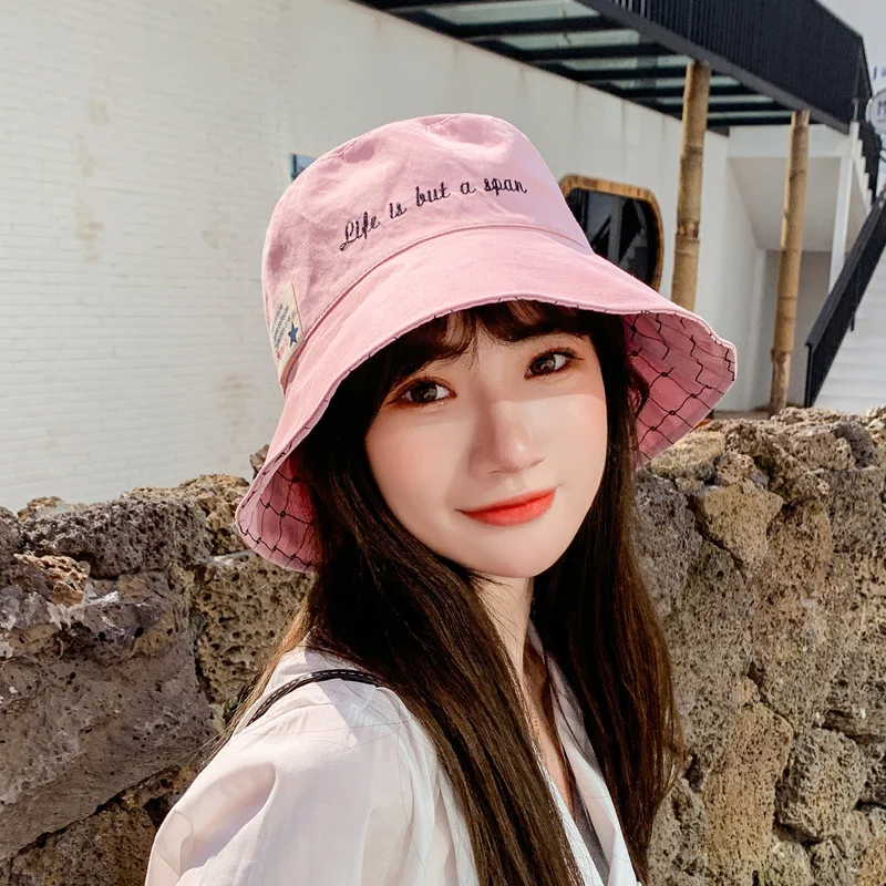 

Sun Hats Women Sunscreen Bucket Hats Men Plaid Sun Hat Bonnet Summer Hat Female Beach Cap Sunhat Flat Korean