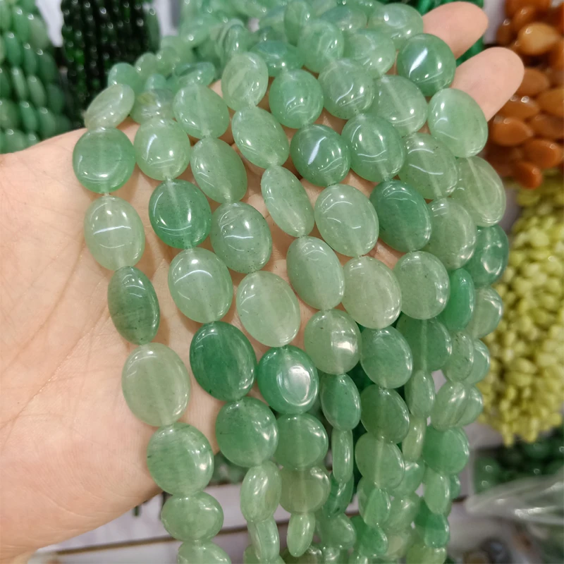 

13x18mm Oval Shape Natural Green Aventurine Stone Beads DIY Loose Spacer Gem Stone Jades Bead For Jewelry Making Bracelet 15''