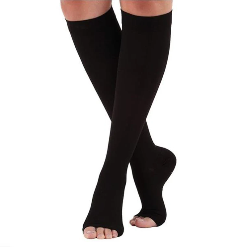 

1 Pair New Elastic Open Toe Knee High Socks Calf Compression Socks Varicose Vein Stereotype Compression Stockings
