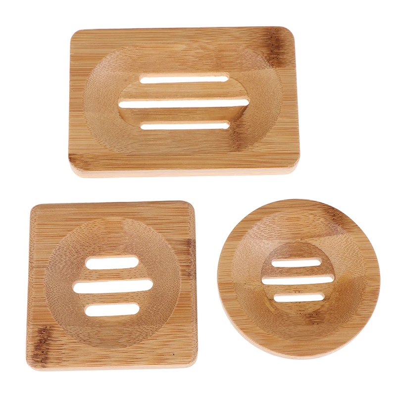 

1Pc Natural Wooden Bamboo Soap Dish Wood Soap Tray Holder Storage Soap Rack Plate Box Container For Bath Shower Plate Bathroom