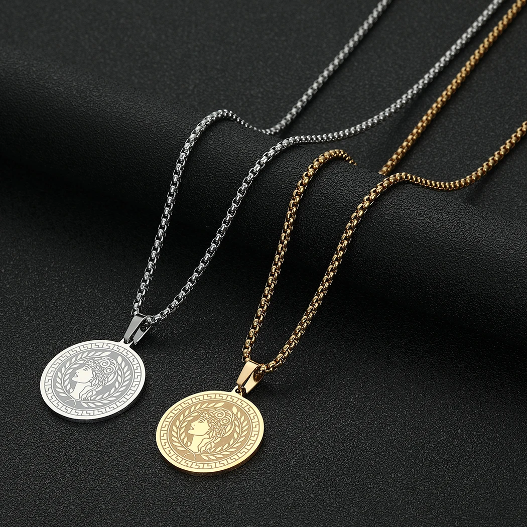Kinitial кулон из нержавеющей стали греческой богини мифологические ожерелья для