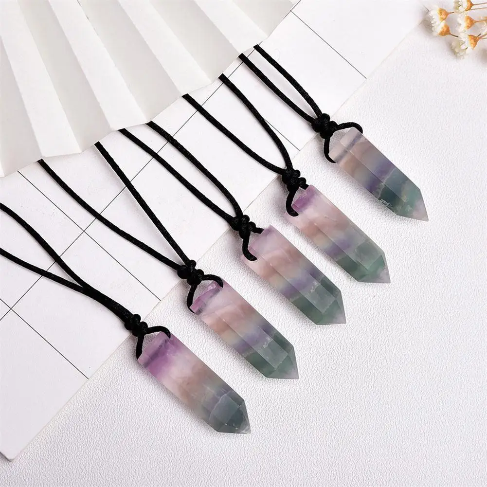 

Fluorite Necklace Natural Crystal Pendants Natural Gem Stone Wearable Healing Stone Perfect Gift For Men Women