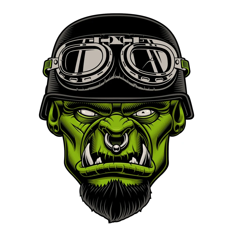 Orc series HOT ROD flying helmet style angry expression car motorcycle stickers decal #706
