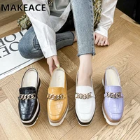 ladies slippers fashion summer autumn baotou muller shoes instagram super cool chain 35 42 large size thick sole womens shoes