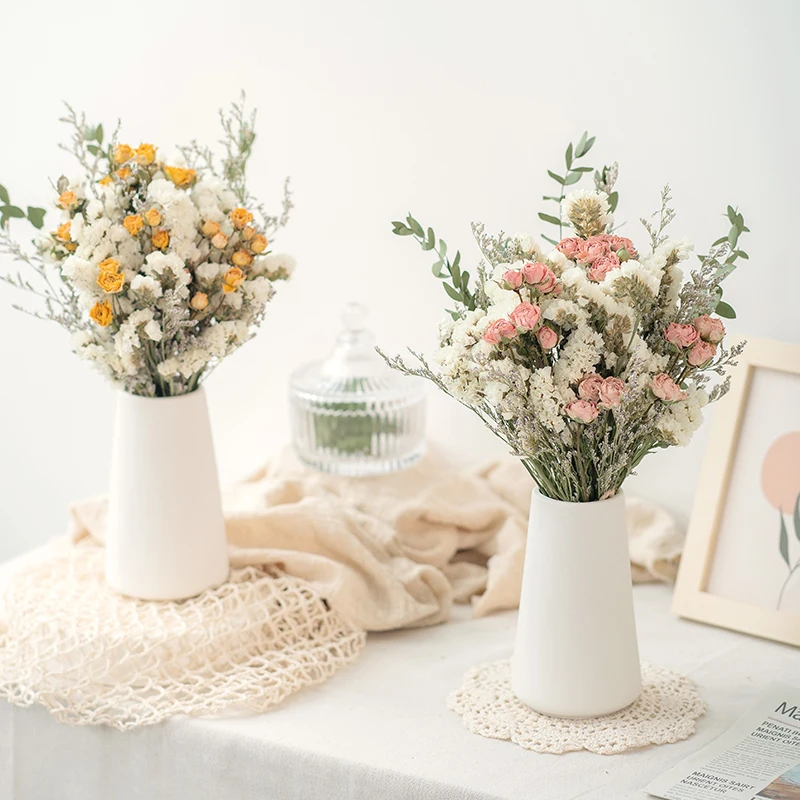 

Natural Rose Fleurs Sechees Branch Ornament Bouquet Living Room Bedroom Pendulum Shoot Mariage Droogbloemen Boeket Decoration