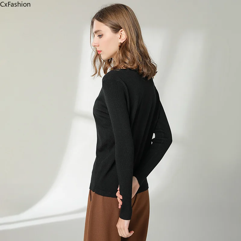 CxFashion женский свитер шерсть вязаный теплый весна осень зима пуловер сексуальный