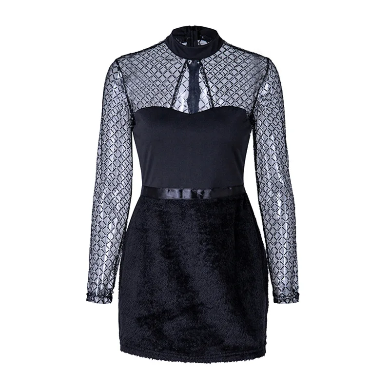 Сексуальные женские платья вечерние Клубные черные обтягивающие ажурные