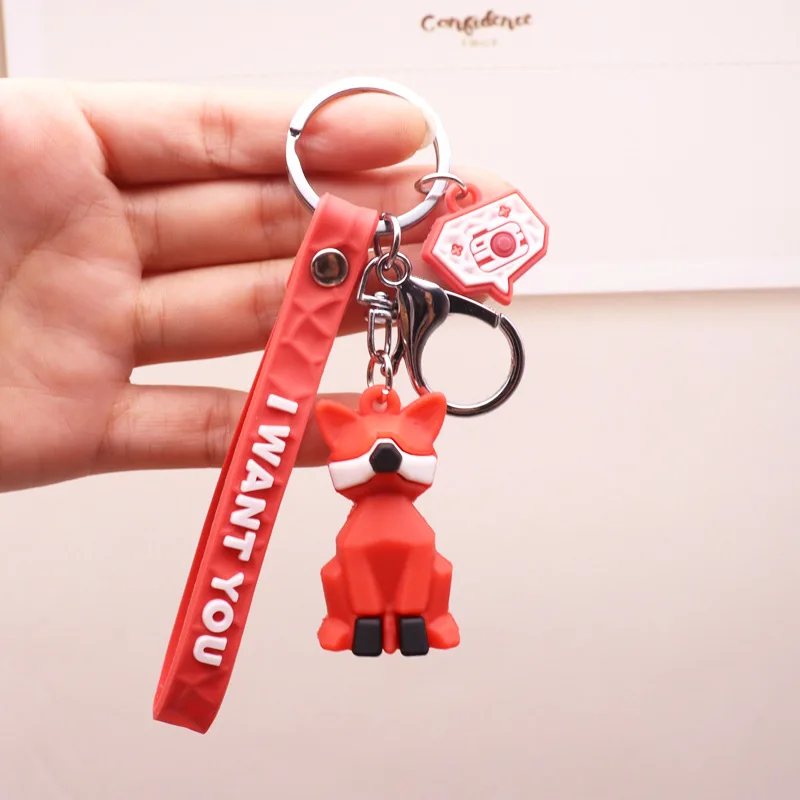 

WANGAIYAO cartoon creative geometric section family key chain bag couple pendant cute dinosaur panda key chain gift