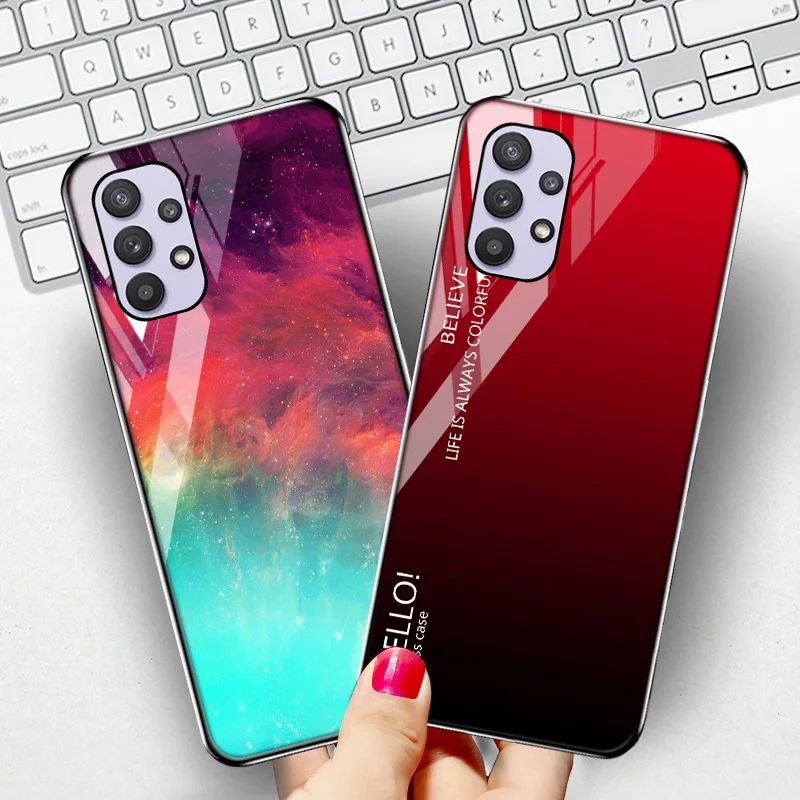 

For Samsung A32 Case Luxury Tempered Glass Cover For Samsung A51 A52 A12 A50 A71 A31 A21S A10 A70 A72 A60 A42 A41 A40 A22 Case