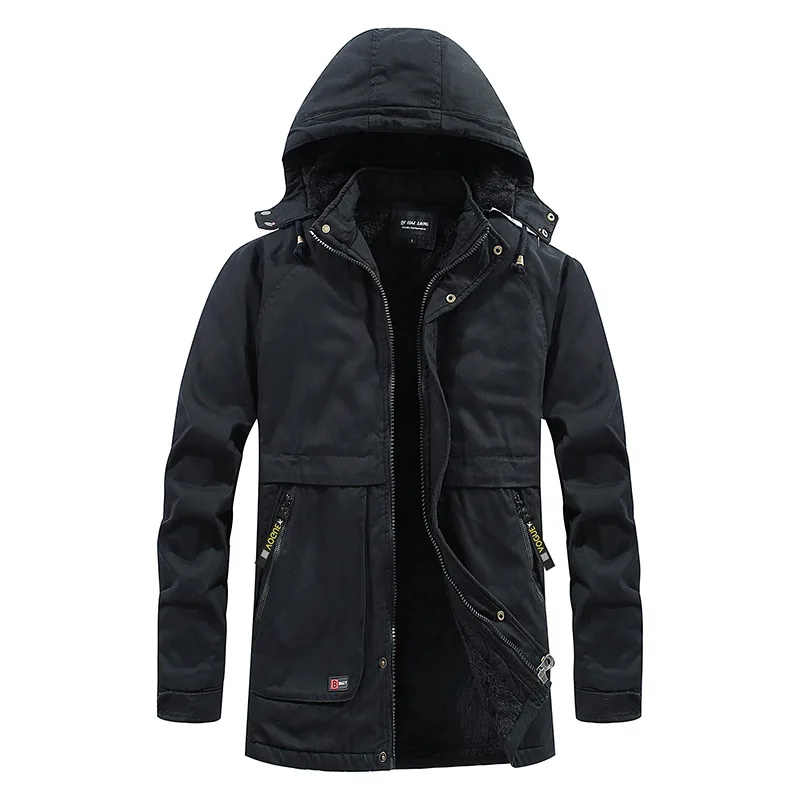 

Winter Men's Jacket Plush Thickened Cotton Jacket Men's Loose Multi Pocket Jacket Casual Hooded Warm Work Jacket 2022
