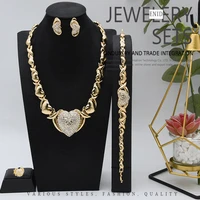 2021 xoxo jewelry set african gold for women indian necklace bracelets earrings set heart crystal nigerian wedding jewellery