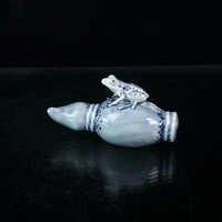 chinese antique blue and white porcelain frog lotus kettle root home living room decoration collection ornaments
