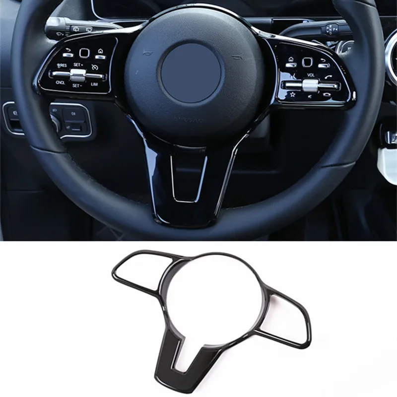 

Стайлинг автомобиля, рамка руля, декоративная Обложка, отделка, черная наклейка для Mercedes Benz B Class B200 2020