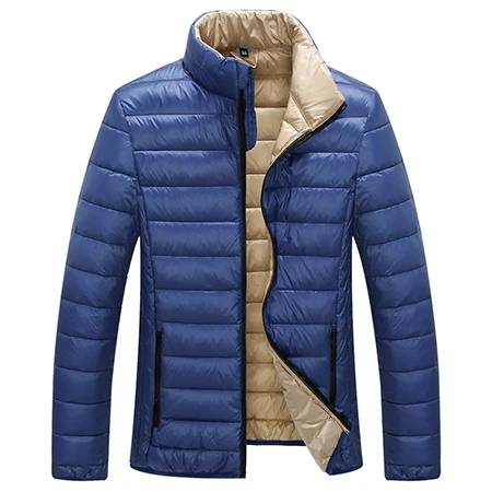 020 blue Новые модные повседневные сверхлегкие мужские куртки на утином пуху осенне-зимнее пальто мужские легкие куртки на утином пуху мужские пальто - Цвет: 020 blue