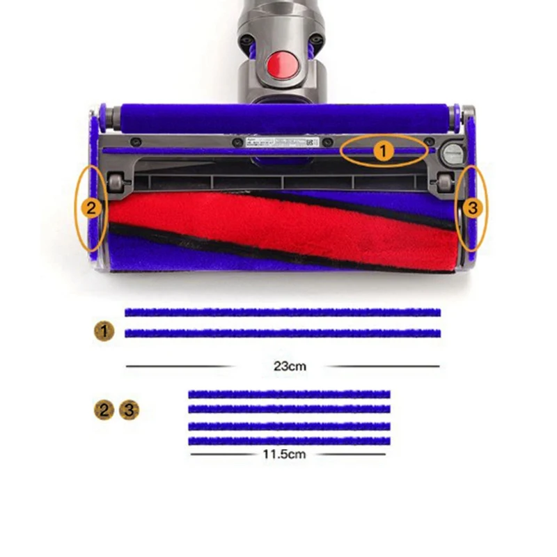 

6Pcs Soft Roller Parts for Dyson V6 V7 V8 V10 V11 Vacuum Cleaner Soft Roller Head Replacement Soft Plush Strips Accessories Part