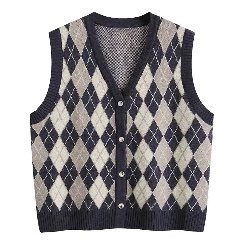 

Women Short England Style Vest Spring And Autumn Sleeveless Sweater And Tops