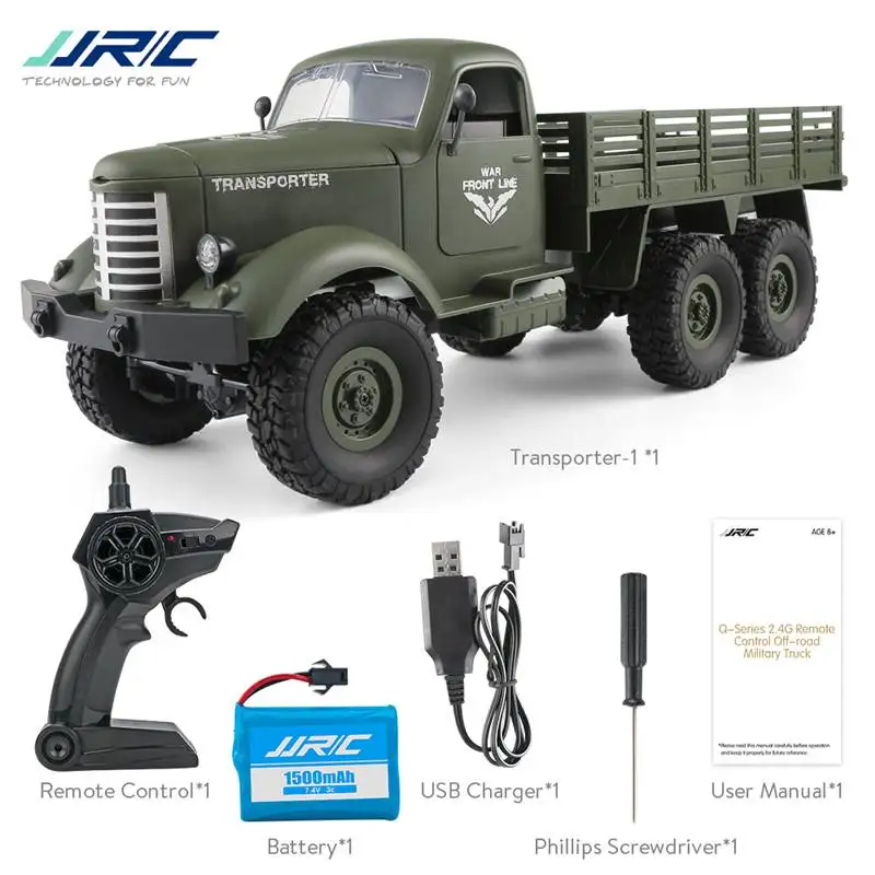 

JJRC Q60 RC Car 1:16 2.4Ghz 6WD Remote Control Vehicles Off-Road Green Military Crawler High Speed Model RTR Toys for Children