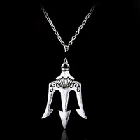 popular movie percy jackson lightning thief necklace poseidon trident greek god sea mount olympus pendant fashion accessories