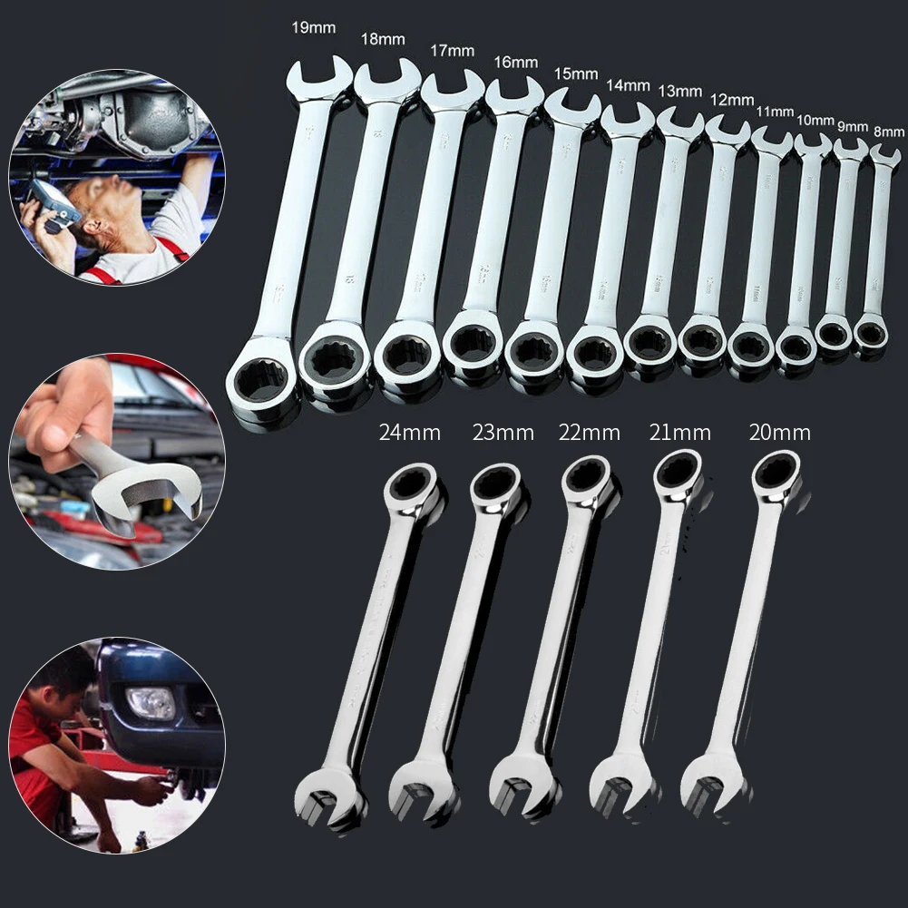 

6-24mm 72 Teeth Dual-use Metric Fixed Ratchet Wrench Repair Hardware Tools Fixed Head Ratchet Wrenches In Narrow Places