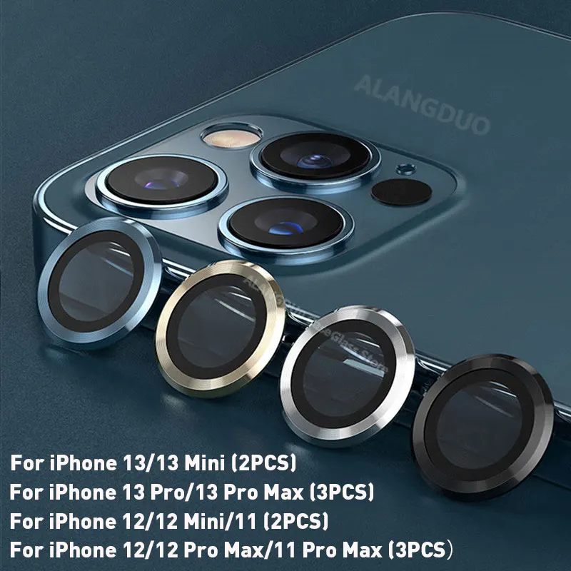 

For iPhone 11 12 13 Pro Max Back metal Camera Lens Tempered Glass For iPhone 12 pro Max Case Protection Ring Screen Protector