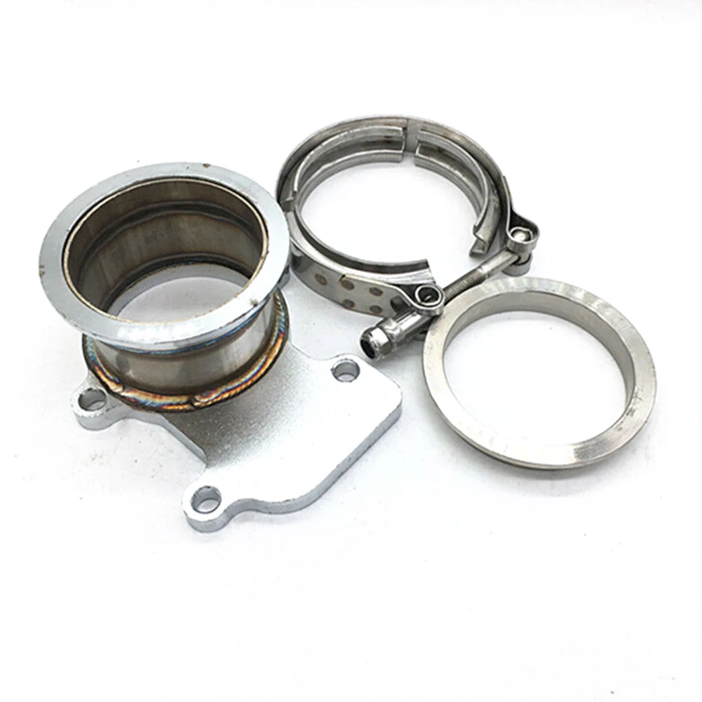 

Silver Car Turbo Downpipe Flange to 3" V-band Adaptor M8 Thru Holes Fit for Cummins Holset WH1C HX35 HX35W HX40 Turbocharger