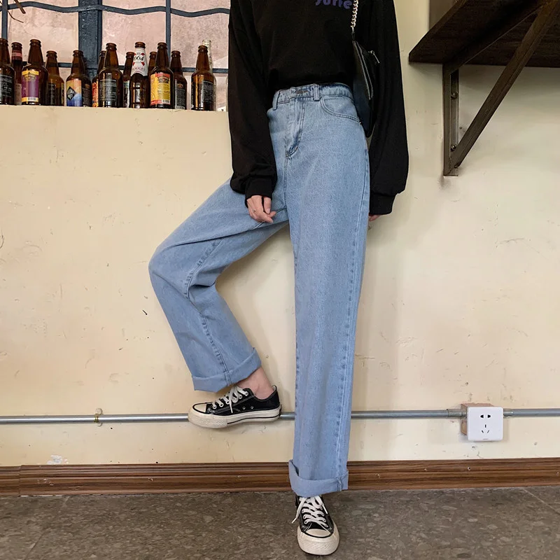

Woman Jeans High Waist Clothes Wide Leg Denim Clothing Blue Streetwear Vintage Quality 2021 Fashion Harajuku Straight Pants