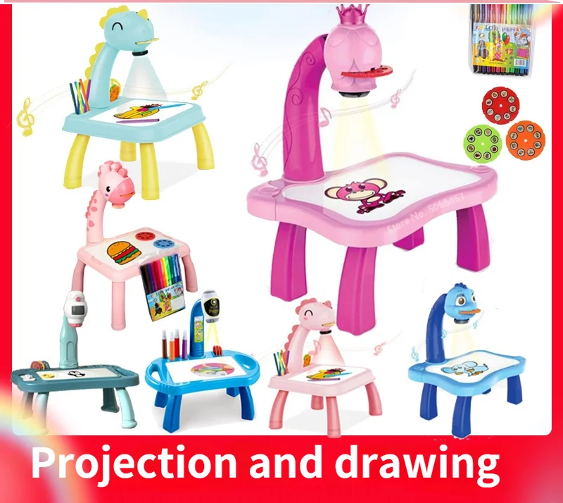 

Детский светодиодный проектор, веселая картина для мальчиков и девочек, настольный пазл, цветной Обучающий набор для рисования, игрушки для...