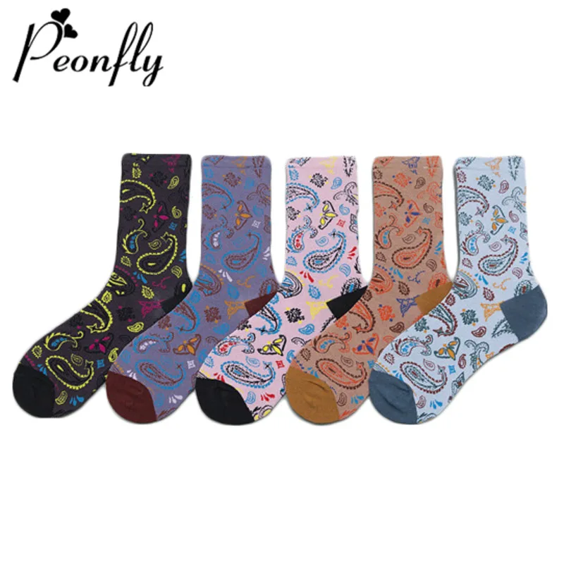 

Женские носки в стиле Харадзюку PEONFLY, весенние повседневные носки из чесаного хлопка с абстрактным рисунком, смешные свадебные носки, 2020