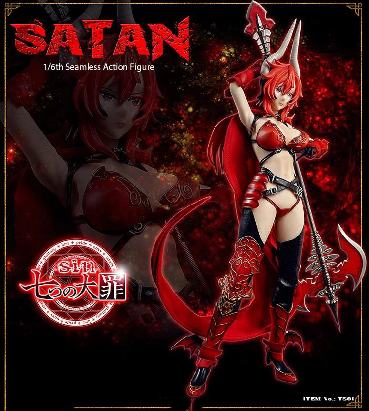 

In Stock 1/6 Collectible Seven Mortal Sins -Satan Ts01 Seamless Full Set Action Figure Head Body Clothes Weapon Accessory Model