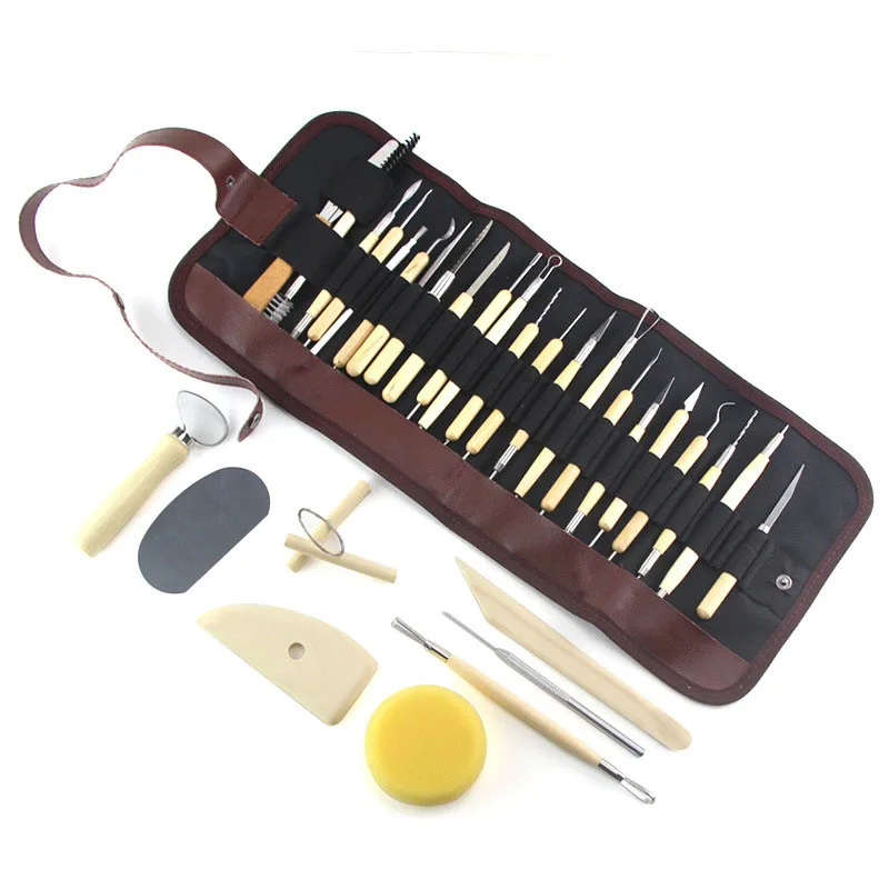 

Pottery Tools Clay Sculpture Sculpting Ceramic Modelling Craft Hobby Supplies Carving Trimming Tool Kit 31pcs/set