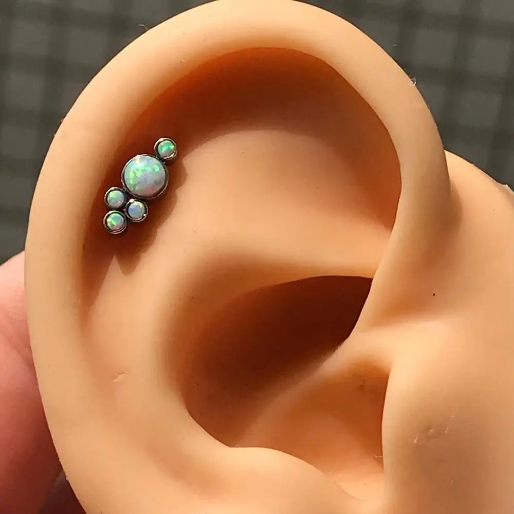 16G хирургическая сталь плоский огненный опал Хрящ уха Козелка завитка ушной