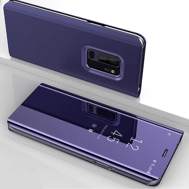Фиолетовый Зеркальный чехол для смартфона samsung S10 E S9 S8 S7 S6 Edge Plus Note 10 Pro 8 9 5 4 A9 star lite C8 J2 Prime - Цвет: Фиолетовый