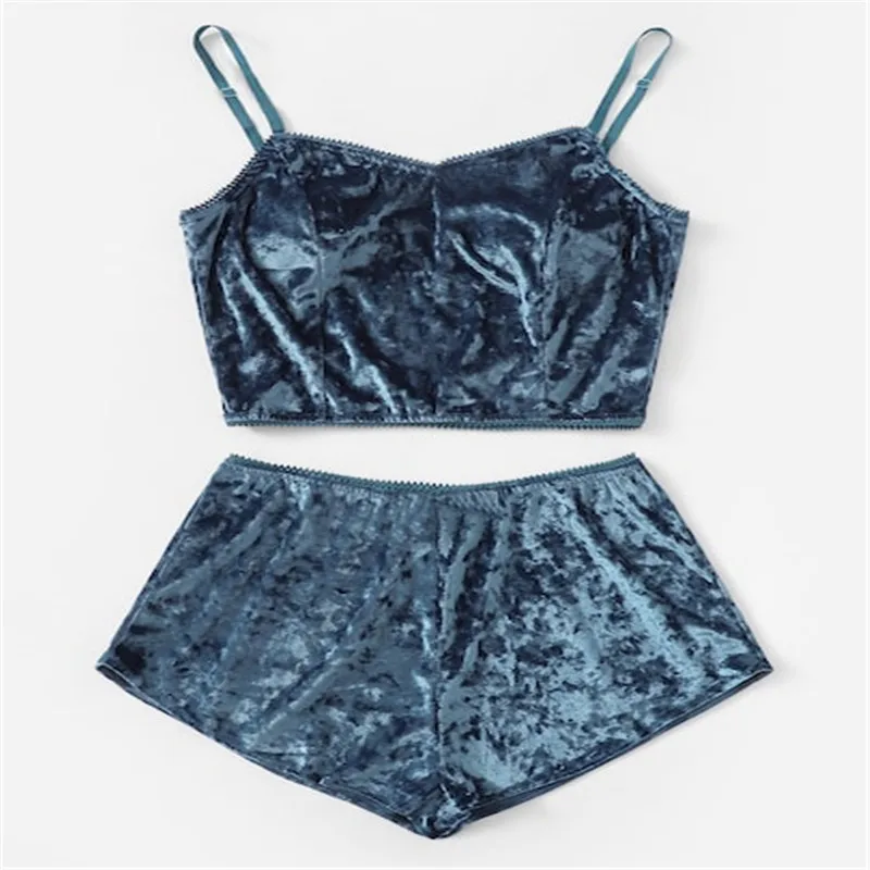 Женское сексуальное бархатное нижнее белье из двух предметов одежда для сна на