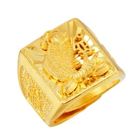 men ring jewelry koi hand carved comfort fit dubai 24k gold rings for men wedding ring wide 22mm adjustable ring