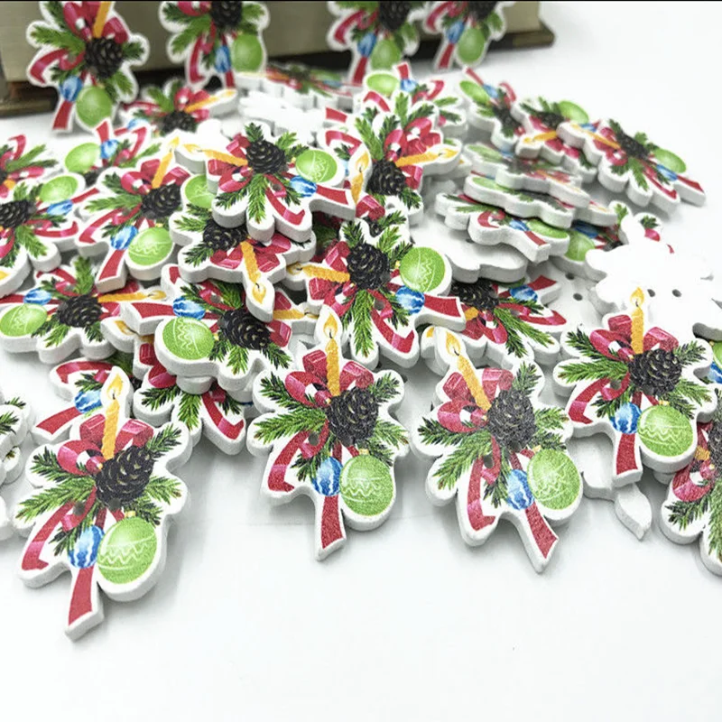 DIY 100 шт рождественские деревянные декорации пуговицы шитье ремесла Скрапбукинг