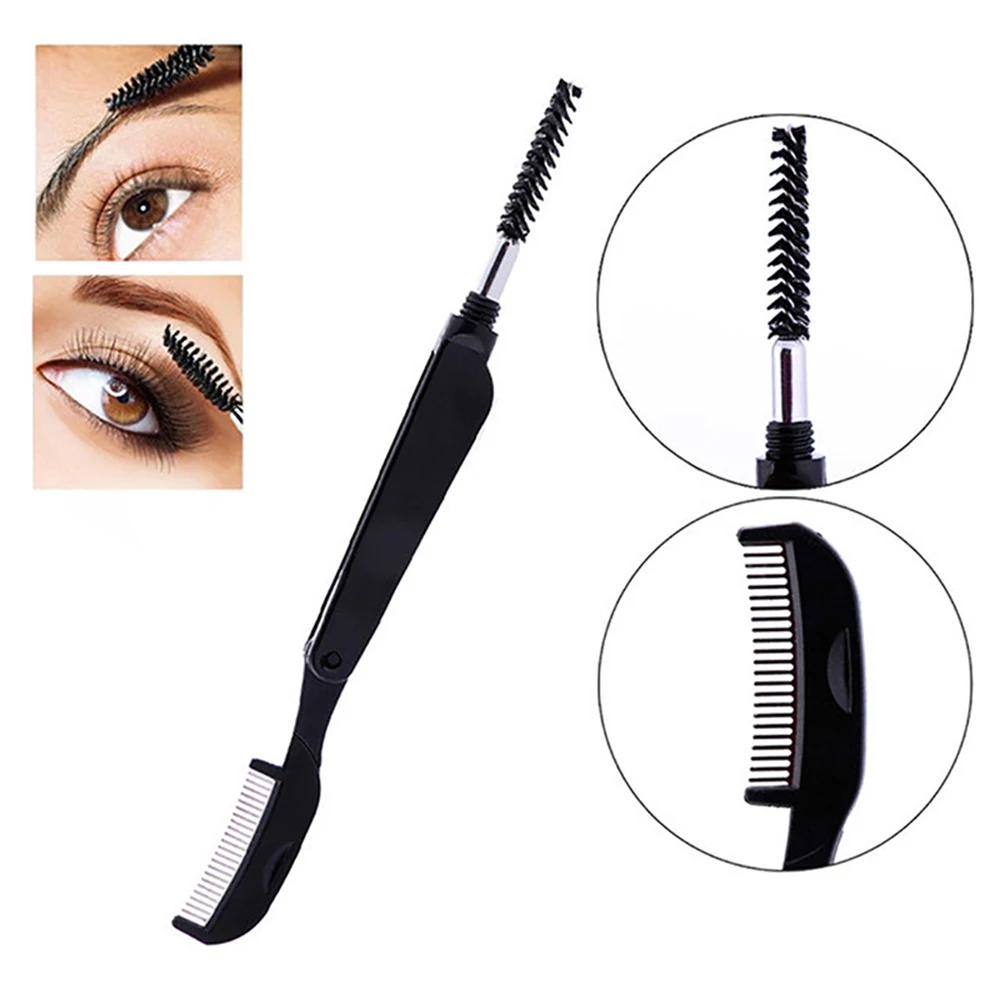 Черные двухсторонние кисти для макияжа складная кисть бровей и ресниц