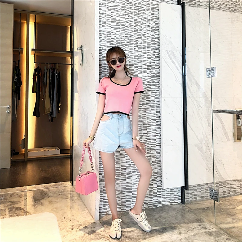 Kpop Blackpink JENNIE/уличная футболка с круглым вырезом Женский костюм из двух предметов, топ и штаны, женский корейский сексуальный тонкий комплект из 2 предметов