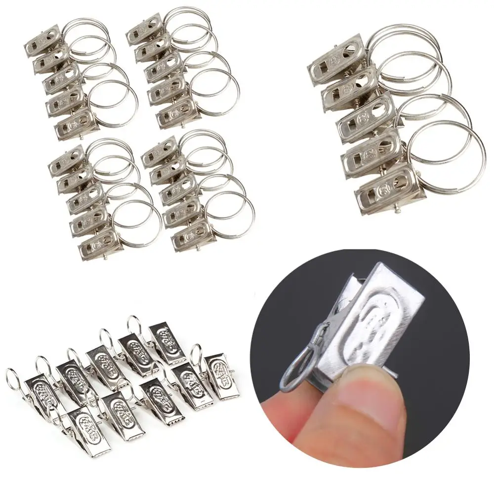 20/40 шт. Нержавеющая сталь Шторы стержень зажим кольца драпировка крюк зажимы