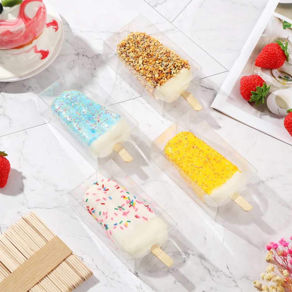 

Прозрачный Cakesicle мороженое Shaped Коробки деревянные эскимо прозрачная детские подарки Пластик посылка Кухня выпечки вечерние Декор поставки