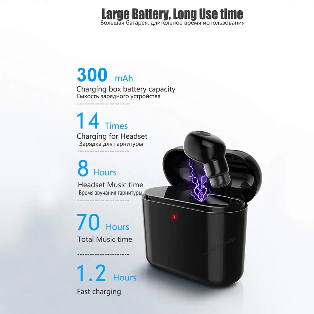 Новые беспроводные наушники Bluetooth v4.2 мини с микрофоном зарядная коробка