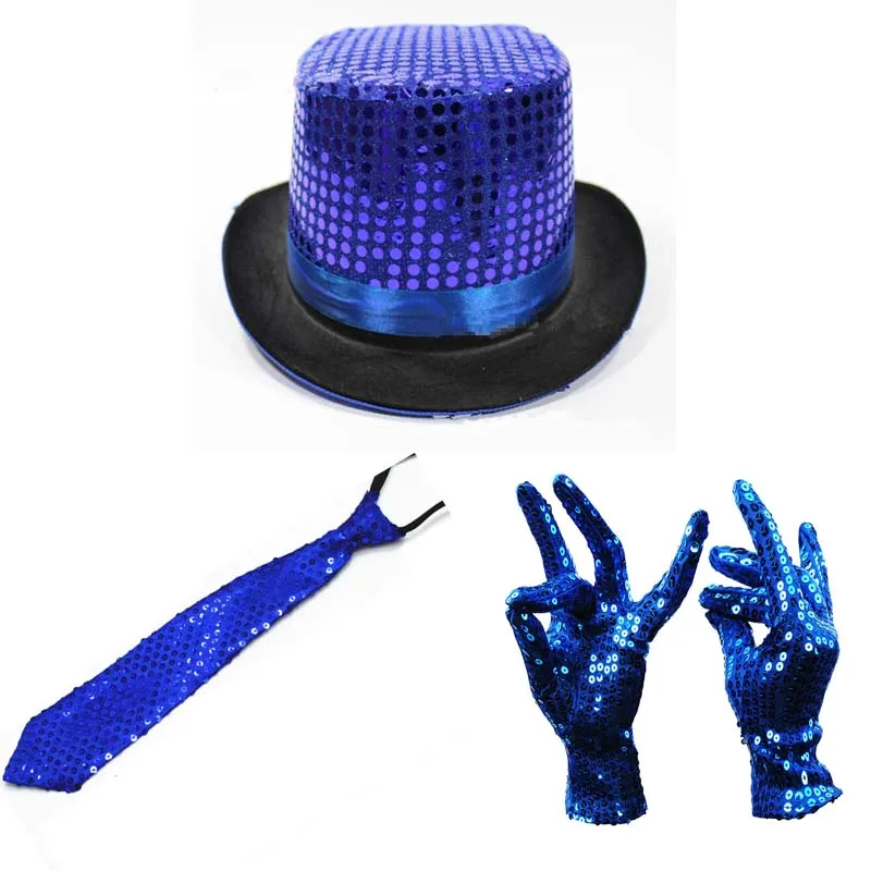 

Adult Lady Male Sequins Jazz Cap Dance Show Birthday Party Hats Tie Bow Gloves Wedding Halloween Christmas Xmas Supplies Props