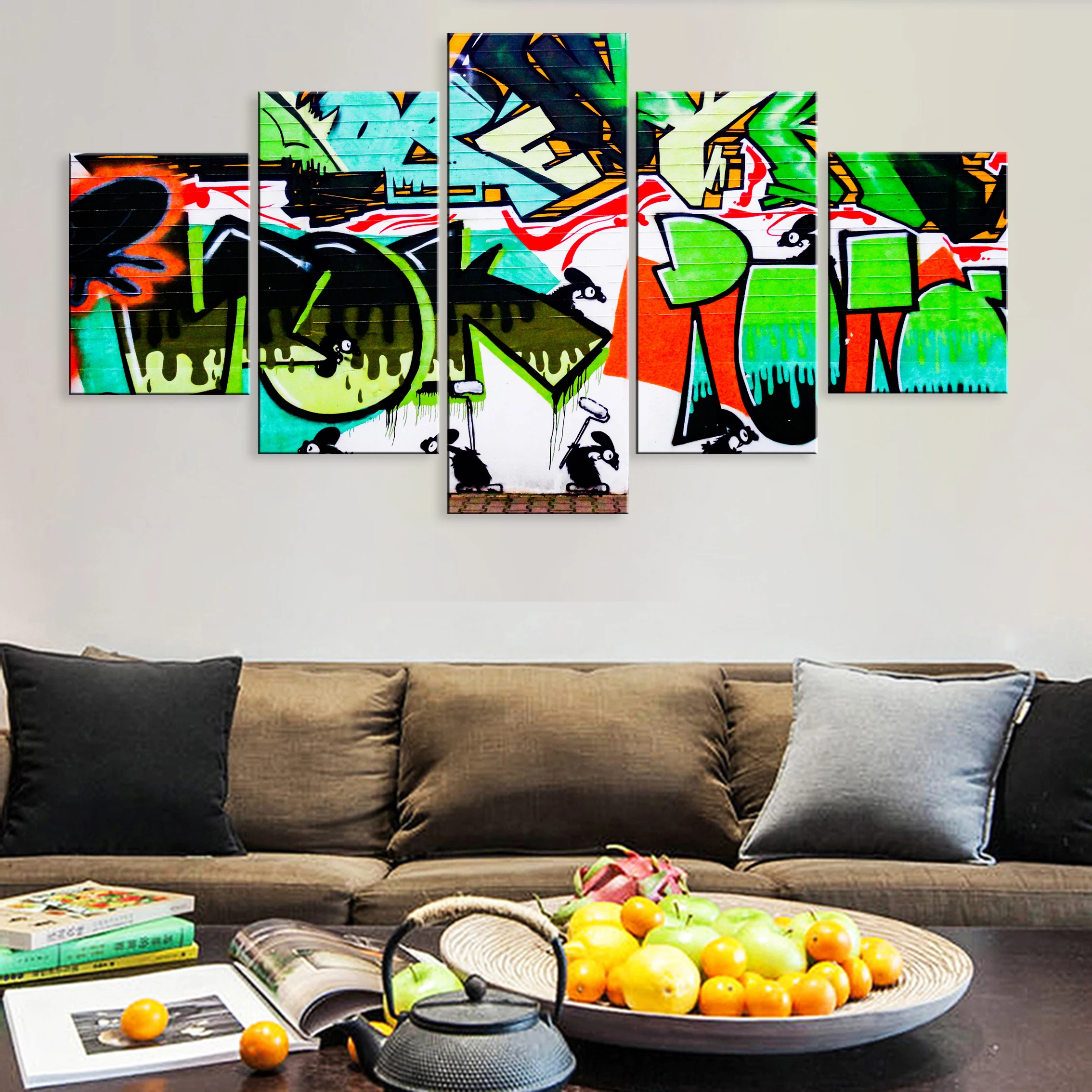 

Hd Modern 5 Pieces Modular Poster Canvas Living Room Home Decor Framework Street Art Graffiti Abstract