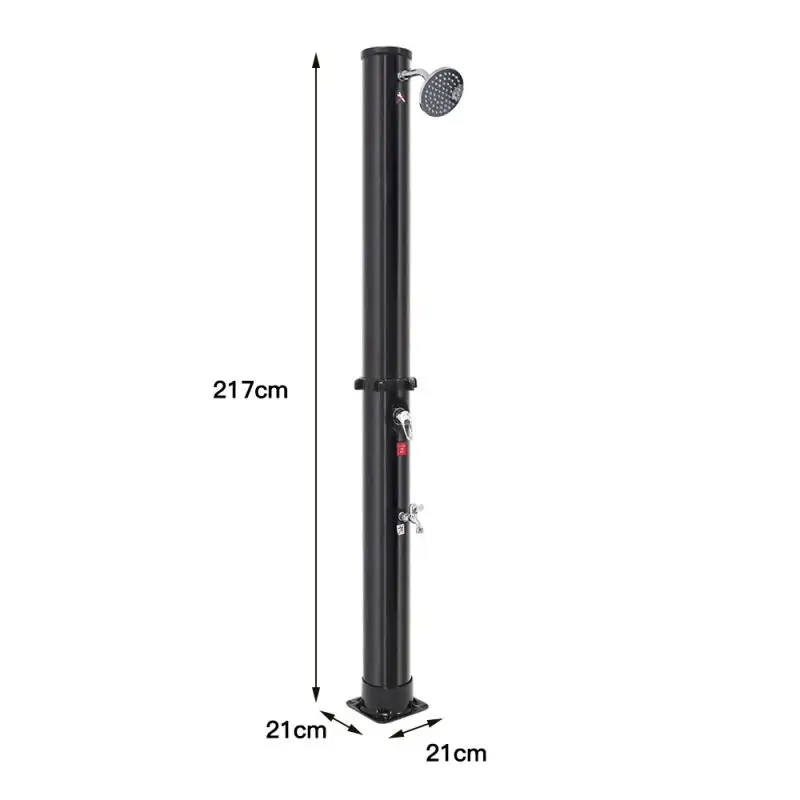 

217x21x 21cm NEW Solar Shower Column Garden Beach Vertical Round Black Solar Shower Column for Garden Swimming Pool Bathroom HWC