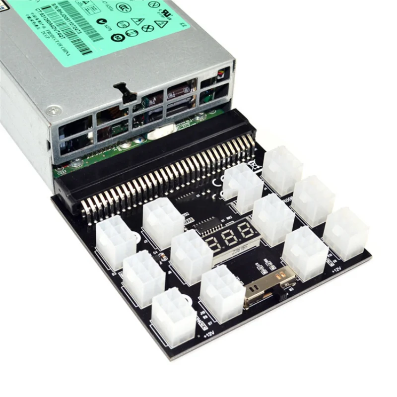 

PCIE 12 В 64 Pin до 12x6 Pin адаптер для сервера питания, коммутационная плата для HP 1200 Вт 750 Вт PSU, серверный графический процессор BTC, плата для конверс...