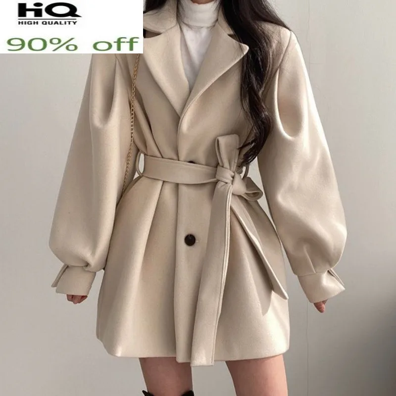 Women Coats and Jackets Winter Autumn Elegant Slim Woolen Coat Femme Korean Women Clothing Vintage Manteau Femme Hiver SQQ325